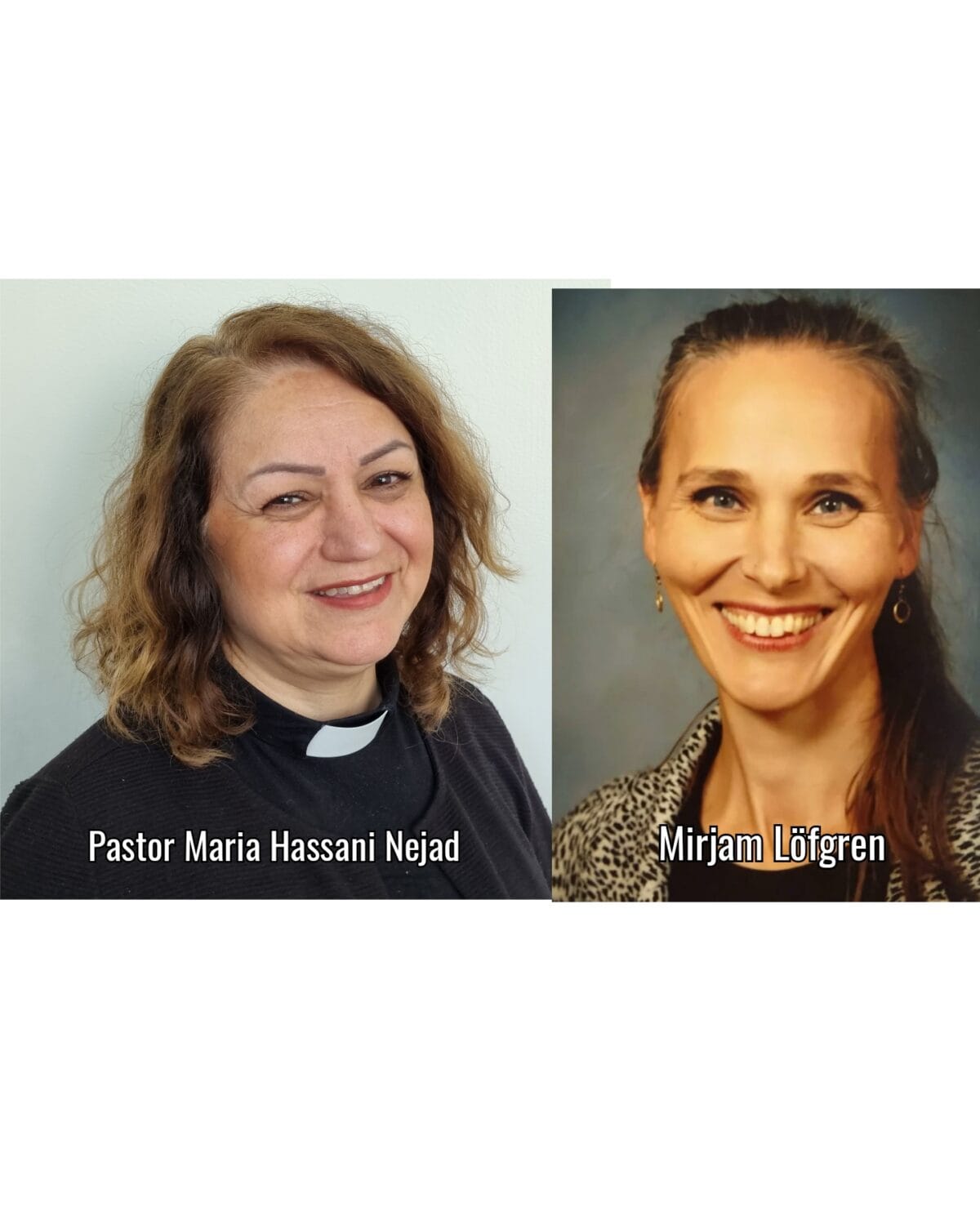 Pastor Maria Hassani Nejad och Mirjam Löfgren